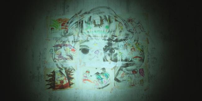the daughter's drawings, with a hidden portrait, in Layers Of Fear: Inheritance 2023 remake