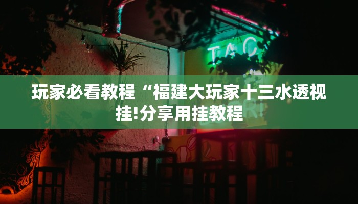 玩家必看教程“福建大玩家十三水透视挂!分享用挂教程